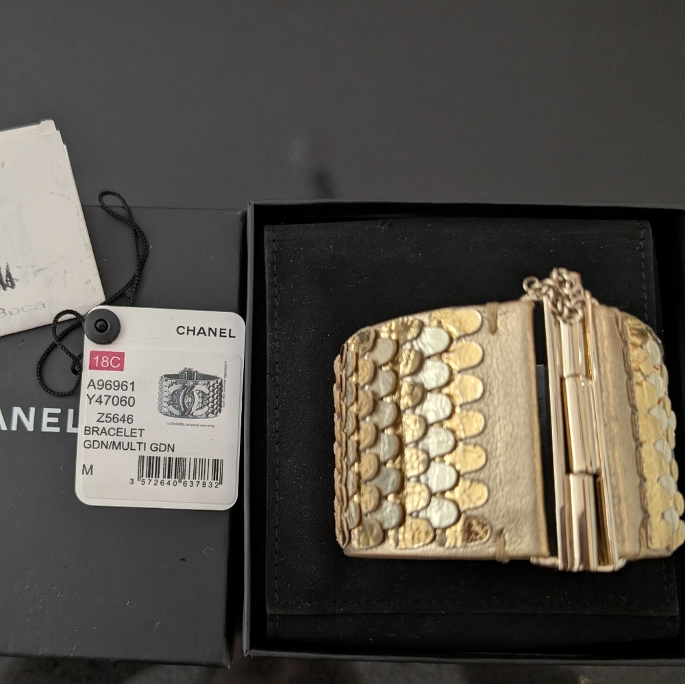 CHANEL Gold and Silver Cuff Bracelet - Picture 4 of 5
